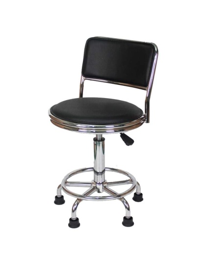 Adjustable Chrome Lab Stool with Backrest
