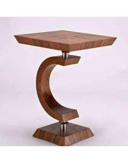 Modern C-Shaped Wooden Table