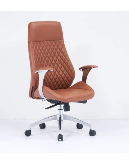 Executive Diamond-Pattern Leather Office Chair