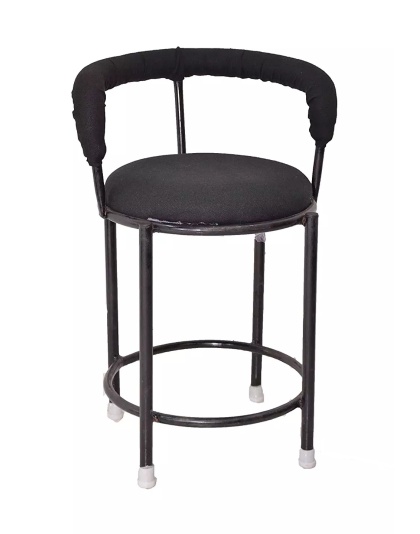 Minimalist Black Padded Bar Stool with Sturdy Metal Frame