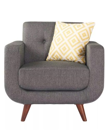 Modern Grey Lounge Sofa with Yellow Accent Pillow