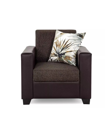 Dual-Tone Leatherette and Fabric Lounge Sofa